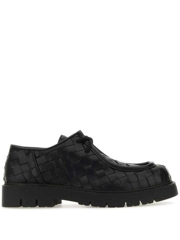 Haddock Lace Up Leather Loafers Black - BOTTEGA VENETA - BALAAN 1