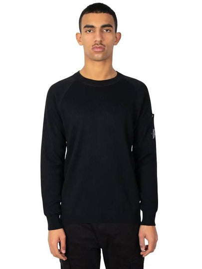 Lens Ribbed Crew Neck Knit Top Black - CP COMPANY - BALAAN 2