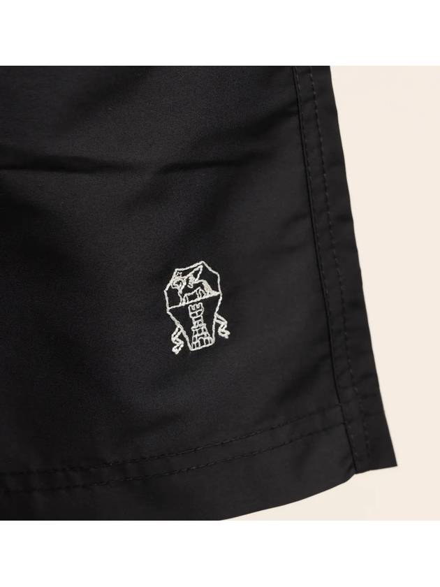 Logo Embroidery Swim Shorts Black - BRUNELLO CUCINELLI - BALAAN 6