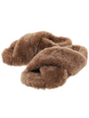 Cross Strap Shearling Slippers Brown - JIL SANDER - BALAAN.