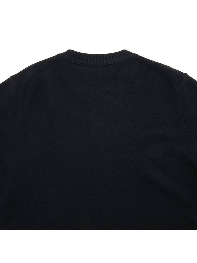 Men's Wappen Patch Crew Neck Wool Knit Top Black - STONE ISLAND - BALAAN 8