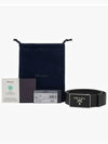 Metal Buckle Saffiano Leather Belt Black - PRADA - BALAAN 5