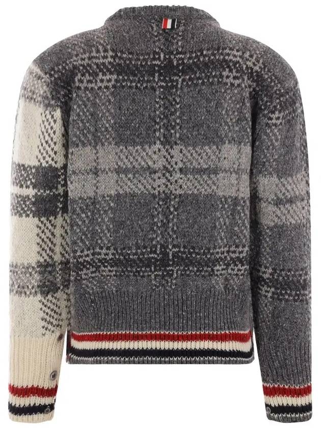 Tartan Check Jacquard Wool Mohair Knit Top Grey - THOM BROWNE - BALAAN 4