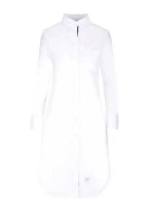 Logo Patch Cotton Midi Dress White - THOM BROWNE - BALAAN 2