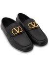 Gold V Logo Loafers Black - VALENTINO - BALAAN 4