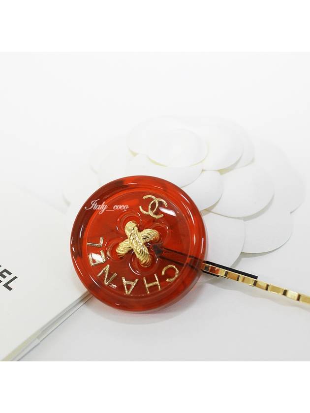 Button Hair pins Hairpin Red AB9034 B08626 NJ192 - CHANEL - BALAAN 6