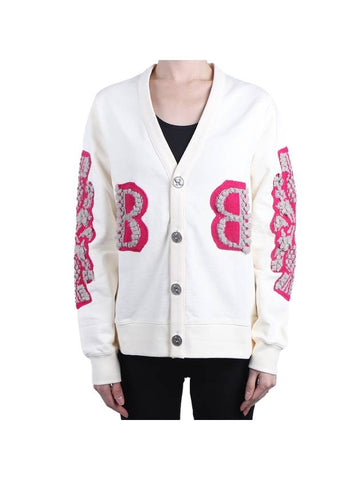 Women's Cashmere B Logo Cardigan Ivory - BARRIE - BALAAN 1