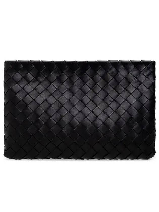 Intrecciato Medium Clutch Bag Black - BOTTEGA VENETA - BALAAN 3