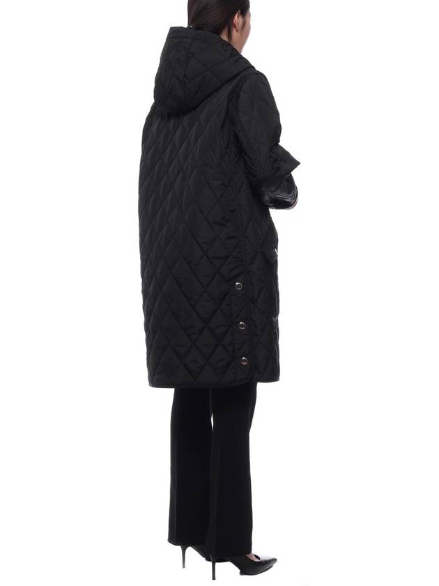 Women's Diamond Quilted Hoodie Single Coat Black - BURBERRY - BALAAN 7