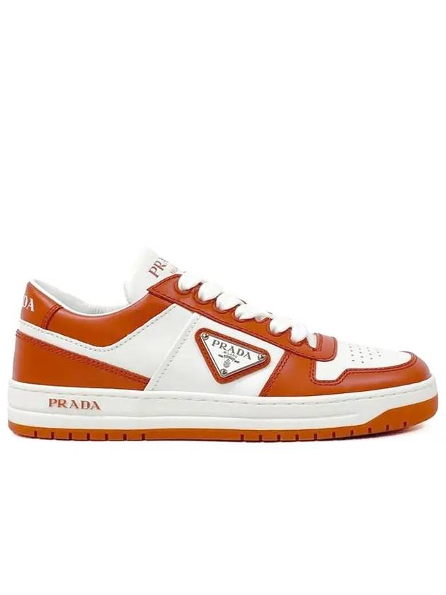 Downtown Perforated Leather Low Top Sneakers Orange - PRADA - BALAAN 2