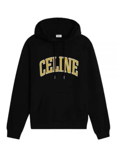 Loose Cotton Fleece Hoodie Black - CELINE - BALAAN 2