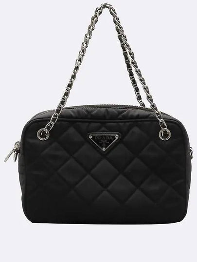 1BH910 Black Pocono Nylon Quilted Chain Bag - PRADA - BALAAN 2