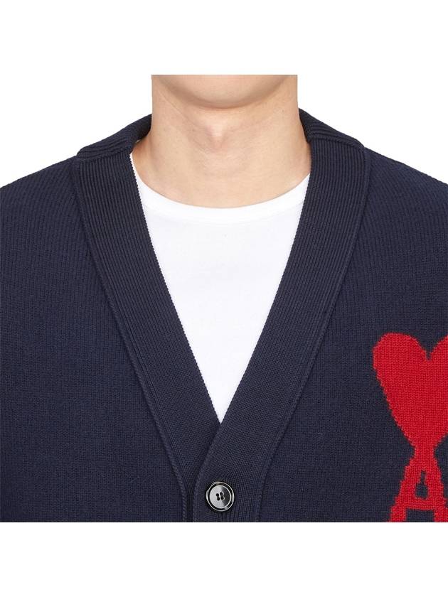 De Coeur Logo Wool Cardigan Navy - AMI - BALAAN 6