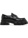 Monolith Brushed Leather Loafers Black - PRADA - BALAAN 2