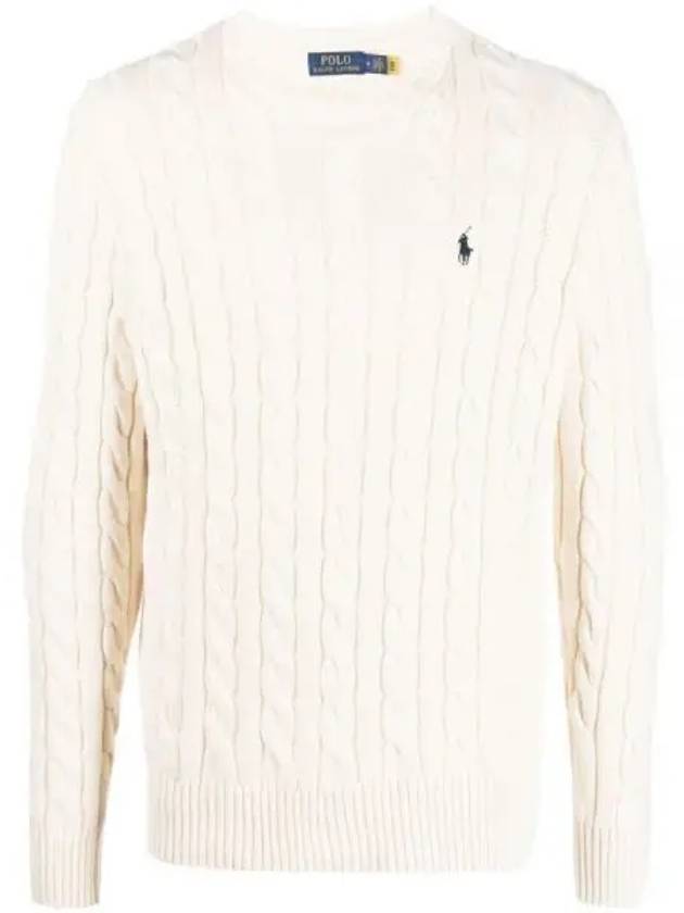 Embroidery Logo Cable Knit Top Ivory - POLO RALPH LAUREN - BALAAN 2