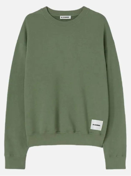 Logo Patch Crew Neck Cotton Sweatshirt Green - JIL SANDER - BALAAN 2