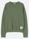 Logo Patch Crew Neck Cotton Sweatshirt Green - JIL SANDER - BALAAN 3