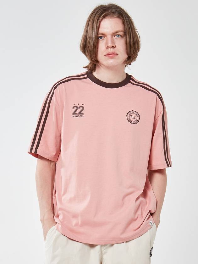 SOCCER FOOTBALL DOUBLE TAPE SHORT SLEEVE T LIGHT PINK - THE GREEN LAB - BALAAN 6