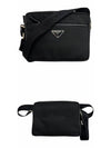 Re-Nylon Saffiano Leather Triangle Logo Cross Bag Black - PRADA - BALAAN 5