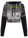 F Slimy Hood Crease Effect Print Hoodie White - DIESEL - BALAAN 3