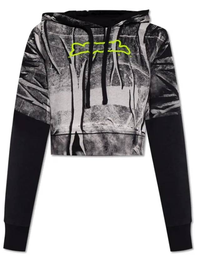 F Slimy Hood Crease Effect Print Hoodie White - DIESEL - BALAAN 3