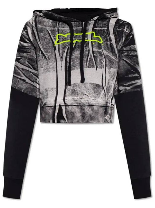 F Slimy Hood Crease Effect Print Hoodie White - DIESEL - BALAAN 2