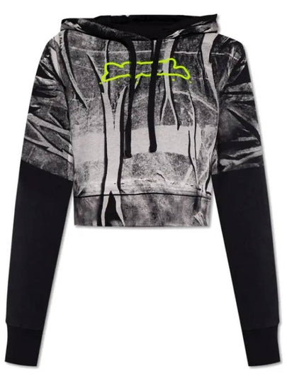 F Slimy Hood Crease Effect Print Hoodie White - DIESEL - BALAAN 2