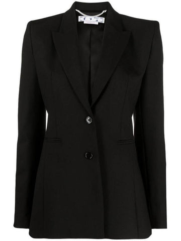 Women's Tailored Single Breasted Blazer Jacket Black - OFF WHITE - BALAAN 1