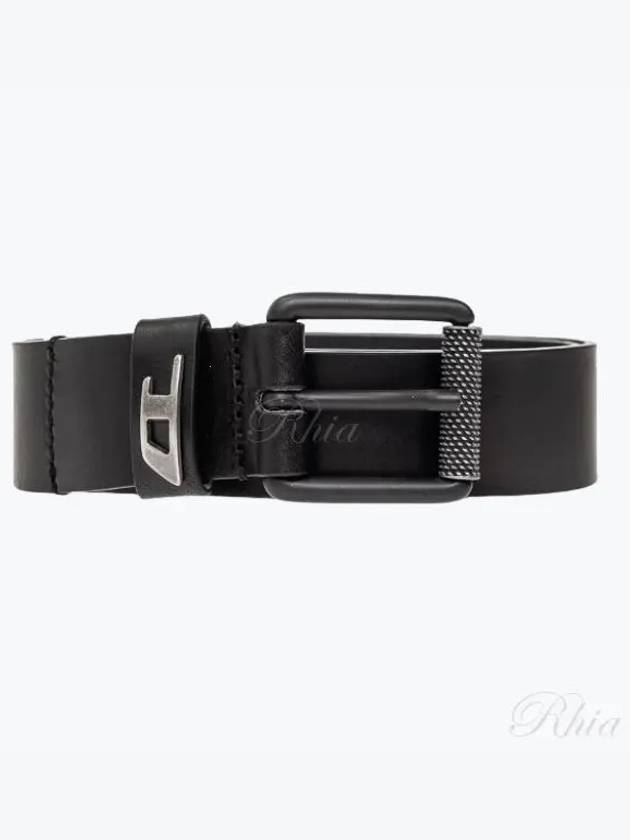 B-Dave Logo Loop Leather Belt Black - DIESEL - BALAAN 2