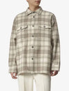 Check Pattern Oversize Wool Long Sleeve Shirt Ivory Clay - AMI - BALAAN 2