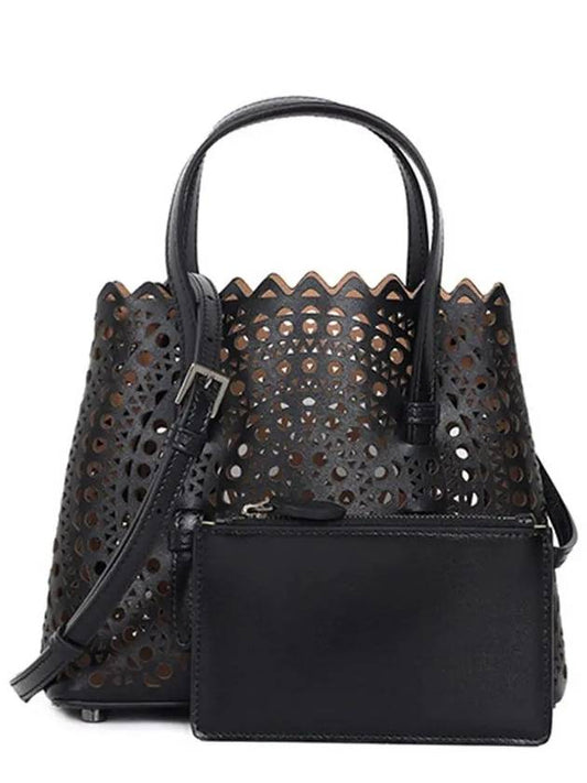 Mina 20 Circle Punching Tote Bag Black - ALAIA - BALAAN 2