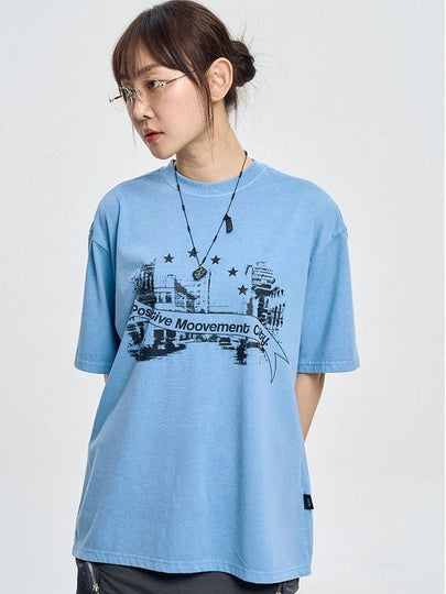 City Pigment Short Sleeve T-shirt Blue - MOO - BALAAN 2