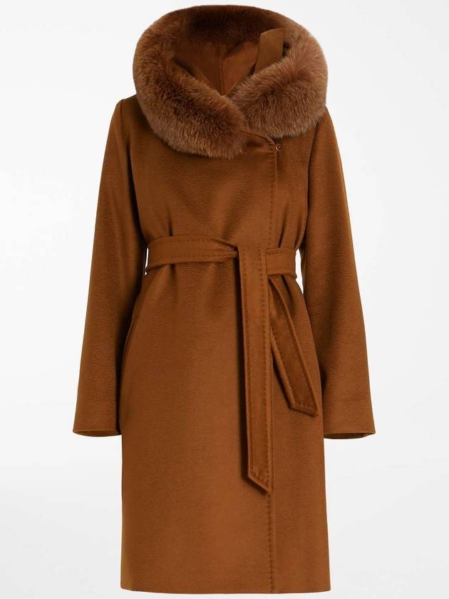 Mango Fox Fur Hooded Wool Single Coat Brown - MAX MARA - BALAAN 5