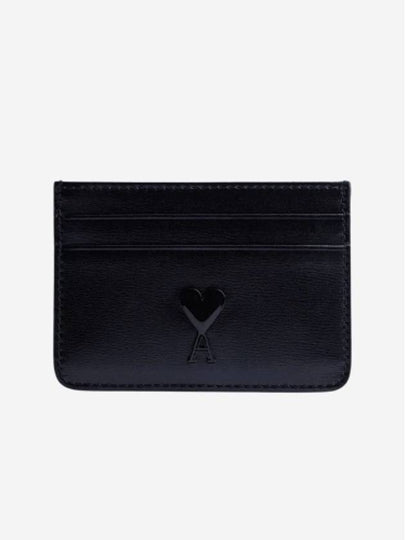 Heart Logo Leather Card Wallet Black - AMI - BALAAN 2