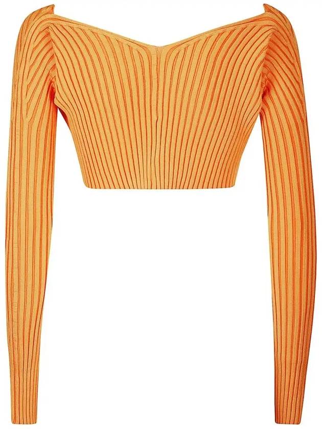 La Maille Pralu Micro Charm Logo Cardigan Orange - JACQUEMUS - BALAAN 4