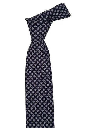 Men’s Fish Print Silk Tie Navy - SALVATORE FERRAGAMO - BALAAN 2