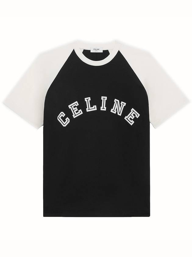 Flocking Loose Short Sleeve T-Shirt White Black - CELINE - BALAAN 3