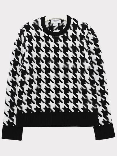 Houndstooth Quilted Merino Wool Knit Top Black White - THOM BROWNE - BALAAN 2