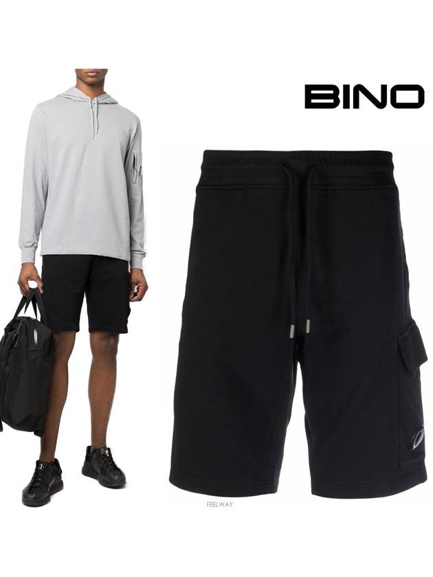 Men's Lens Patch Cargo Shorts Black - CP COMPANY - BALAAN 2