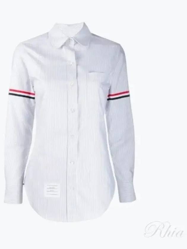 Women's Armband University Striped Oxford Shirt Medium Grey - THOM BROWNE - BALAAN 2