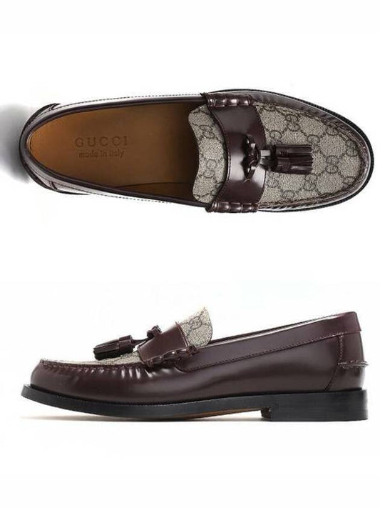 Tassel GG Supreme Canvas Leather Loafers Brown - GUCCI - BALAAN 2