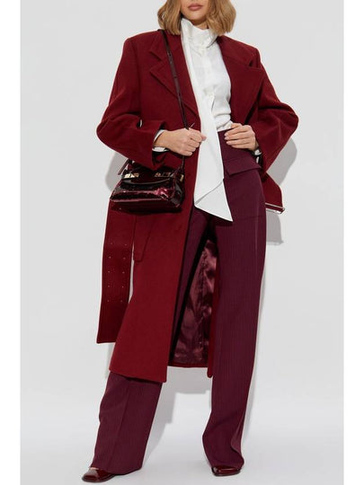 FERRAGAMO Wool Trousers With Striped Pattern, Women's, Burgundy - SALVATORE FERRAGAMO - BALAAN 2