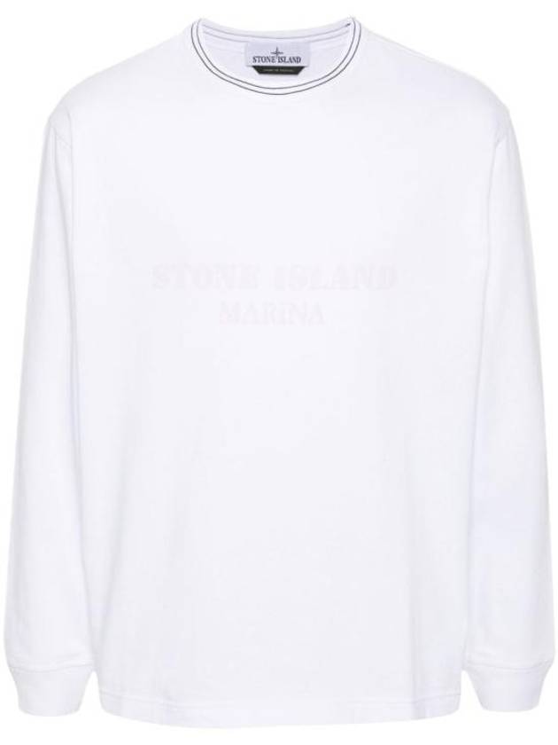 Logo Print Cotton Sweatshirt White - STONE ISLAND - BALAAN 2