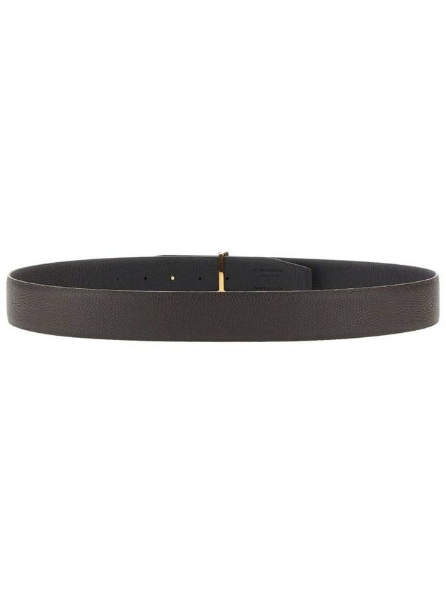 Gold Soft Grain Leather T Icon Belt Brown Black - TOM FORD - BALAAN 4