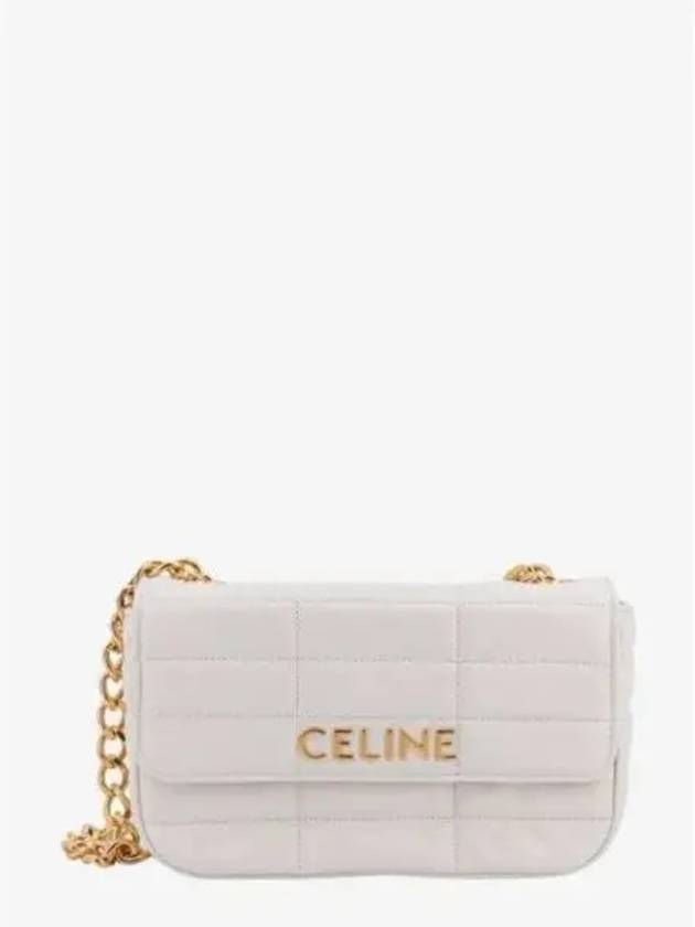 Monochrome Matelasse Quilted Calfskin Chain Shoulder Bag White - CELINE - BALAAN 2