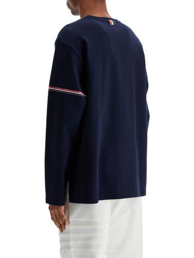 Cotton Rugby Long Sleeve T-Shirt Navy - THOM BROWNE - BALAAN 4