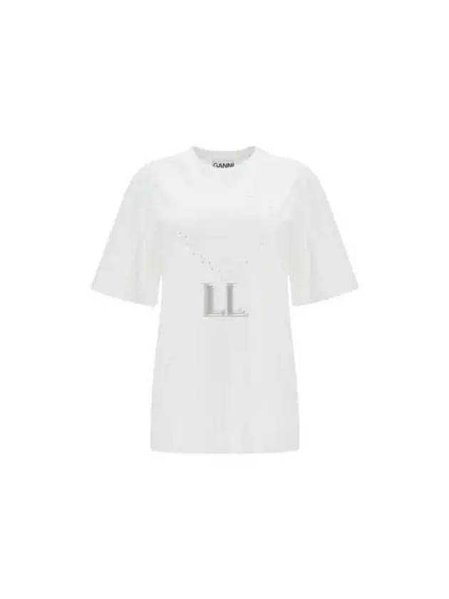 Heavy Cotton Drop Shoulder Heart Short Sleeve T-Shirt White - GANNI - BALAAN 2