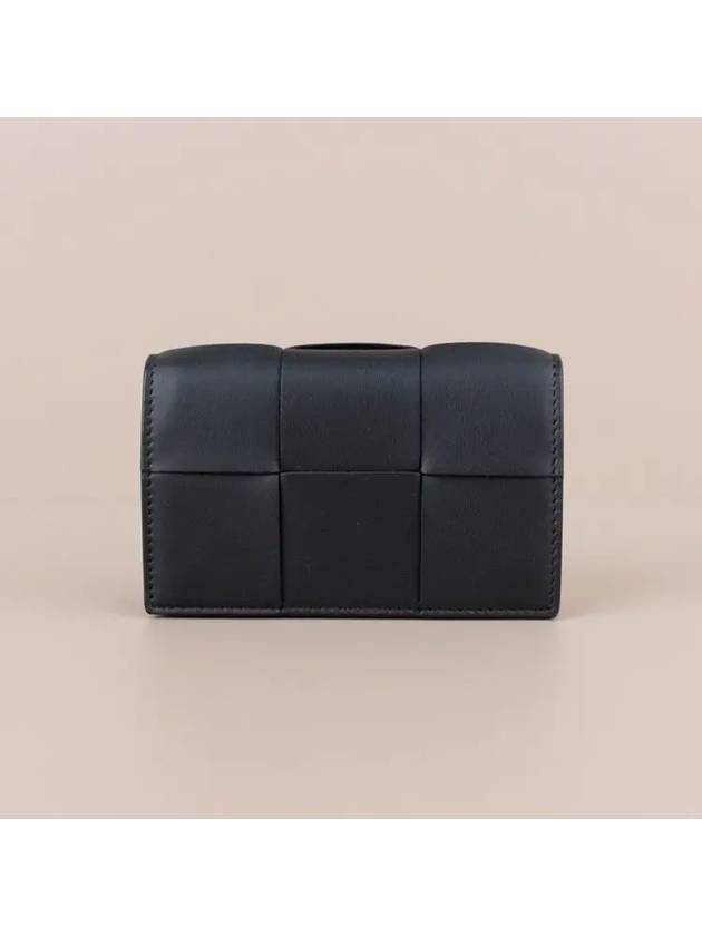 Women's Intrecciato Cassette Card Wallet Black - BOTTEGA VENETA - BALAAN 2