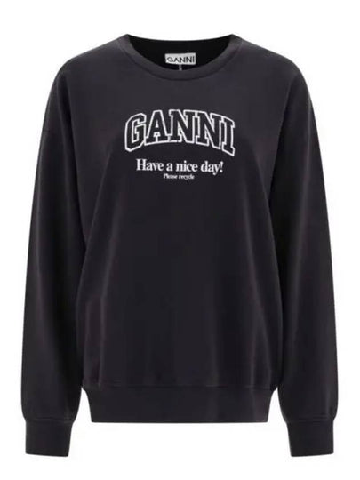 Isoli Oversized Cotton Sweatshirt Black - GANNI - BALAAN 2