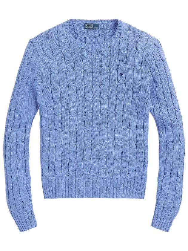 Embroidered Logo Pony Cable Knit Top Blue - POLO RALPH LAUREN - BALAAN 2